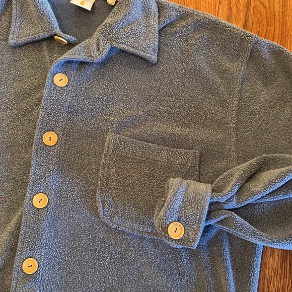 Merit Awards Women’s Blue Fleece Sherpa Button Down Shacket Size Large - Picture 8 of 9